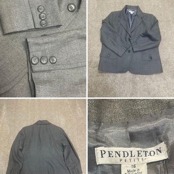 Pendleton womens 2 button blazer sz 16p gray 100% Virgin Wool jacket - Picture 1 of 12